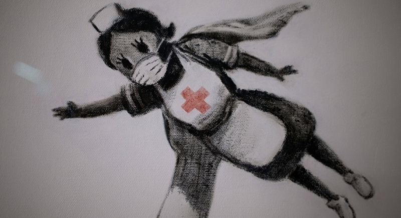 Artysta street-artowy Banksy zachęca do zakładania maseczek