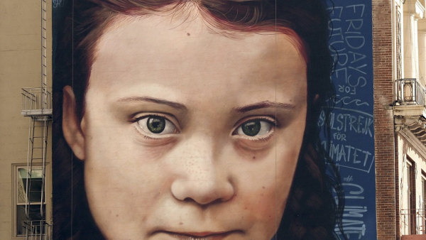 Greta Thunberg na muralu w centrum San Francisco