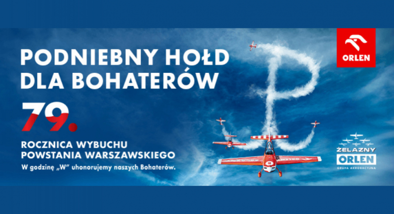 W rocznicę wybuchu Powstania Warszawskiego piloci Orlen Grupa Akrobacyjna Żelazny zaprezentują symbol Polski Walczącej