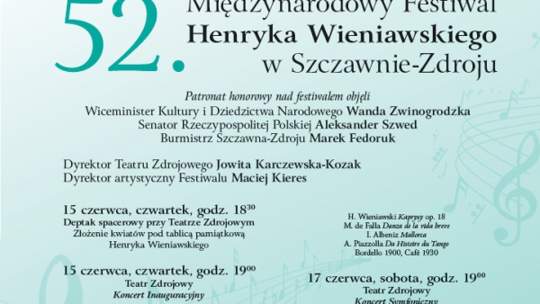 Wirtuozi skrzypiec zagrają na 52. Festiwalu Wieniawskiego w Szczawnie-Zdroju