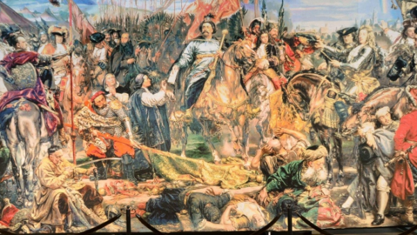 Haftowana replika obrazu Matejki w Częstochowie