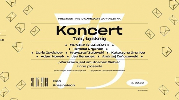 W środę koncert "Tak, tęsknię” z okazji 75. rocznicy wybuchu Powstania Warszawskiego