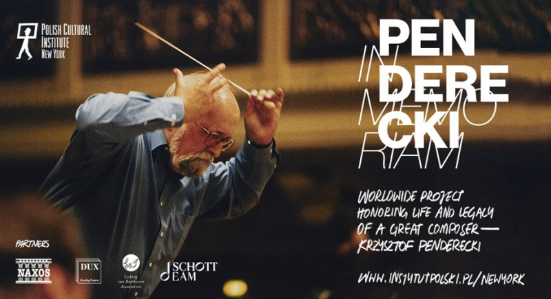 "Penderecki in Memoriam" streaming w Lincoln Center w NY koncertów Festiwalu Beethovenowskiego, podcast i transmisje w radiostacjach amerykanskich