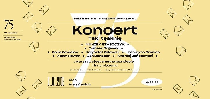 W środę koncert "Tak, tęsknię” z okazji 75. rocznicy wybuchu Powstania Warszawskiego