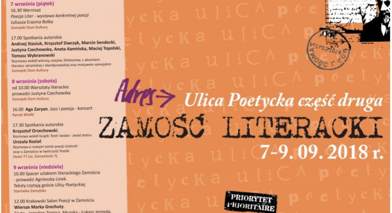 Festiwal literacki "Adres: Ulica Poetycka. Zamość literacki"